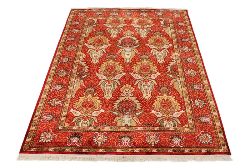 4x6 Red Turkish Silk Rug