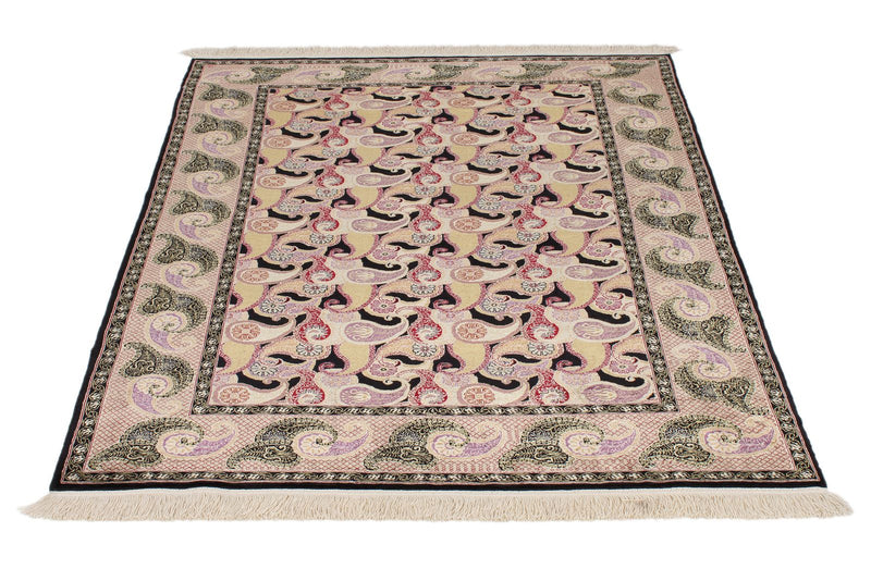 4x6 Black and Purple Turkish Silk Rug