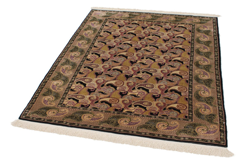 4x6 Black and Purple Turkish Silk Rug