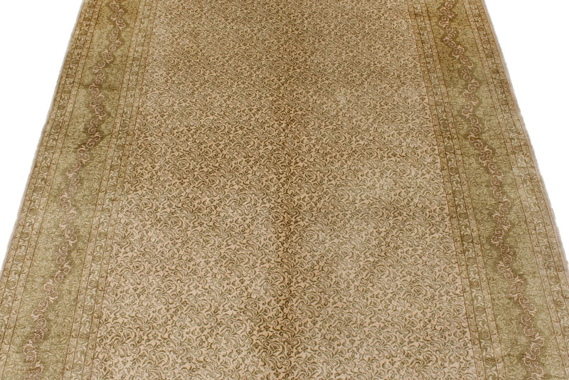 5x7 Ivory and Light Green Turkish Anatolian Rug