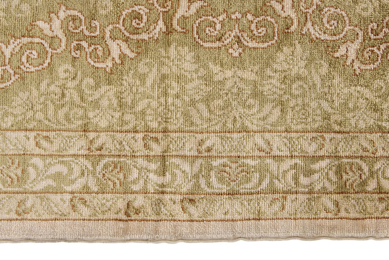 5x7 Ivory and Light Green Turkish Anatolian Rug