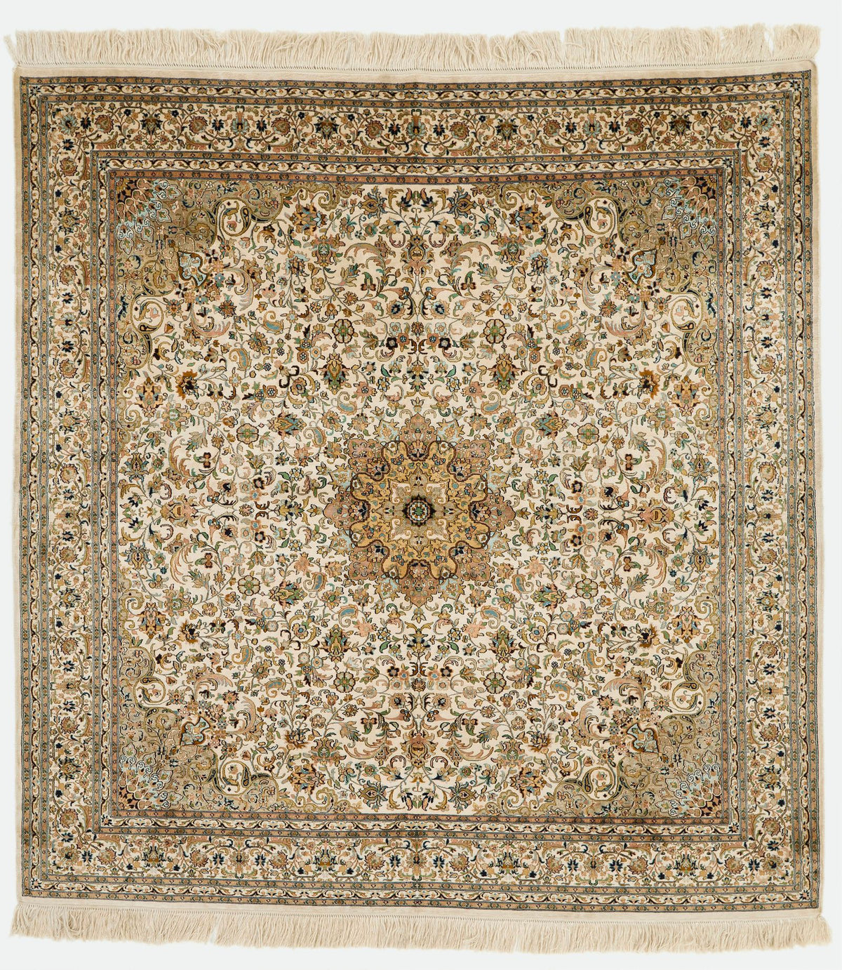 6x6 Ivory Turkish Anatolian Rug