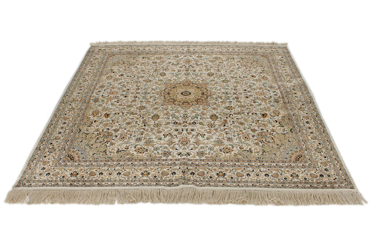 6x6 Ivory Turkish Anatolian Rug