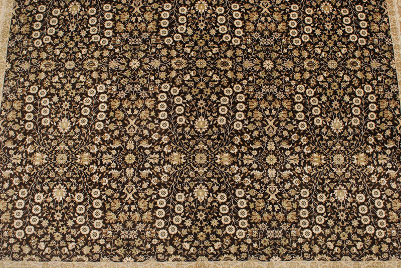 6x8 Brown and Ivory Turkish Silk Rug