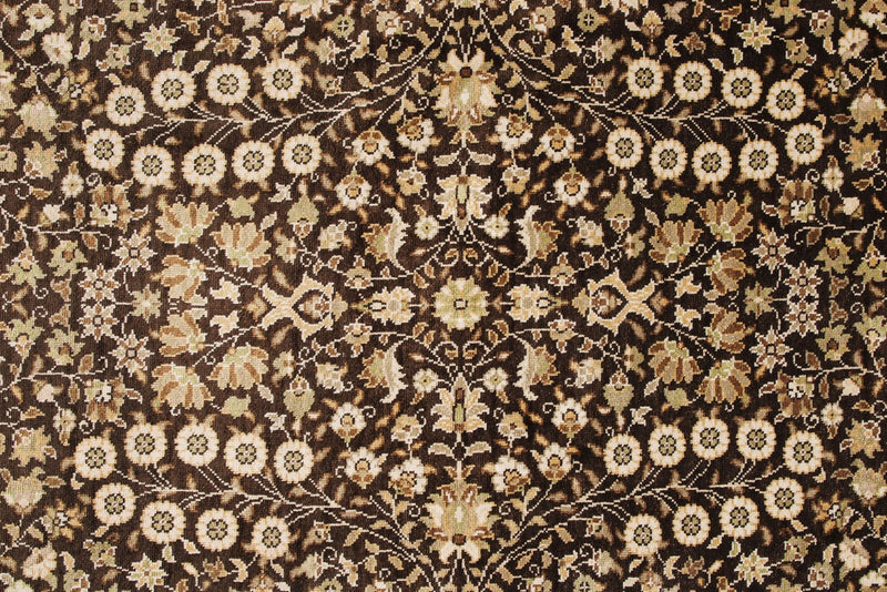 6x8 Brown and Ivory Turkish Silk Rug