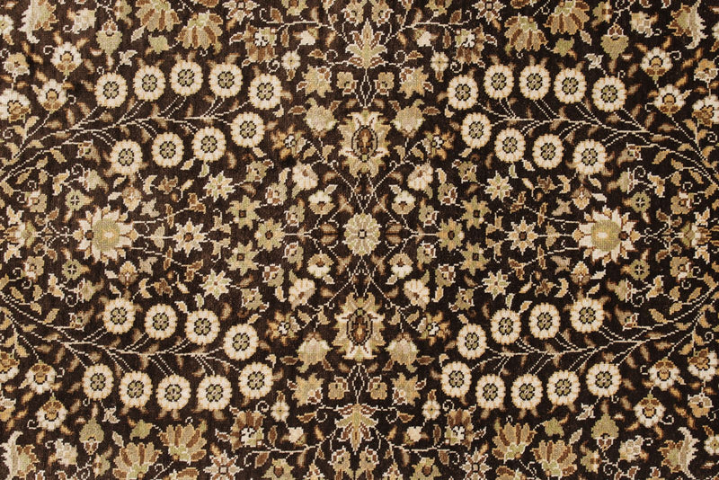 6x8 Brown and Ivory Turkish Silk Rug