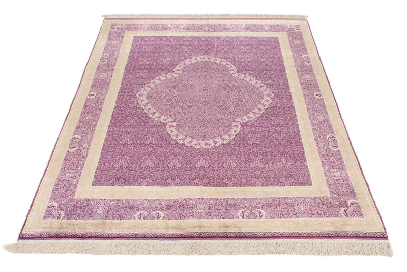 4x7 Purple and Purple Turkish Anatolian Rug