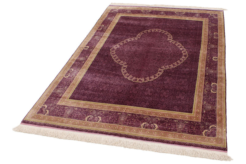 4x7 Purple and Purple Turkish Anatolian Rug