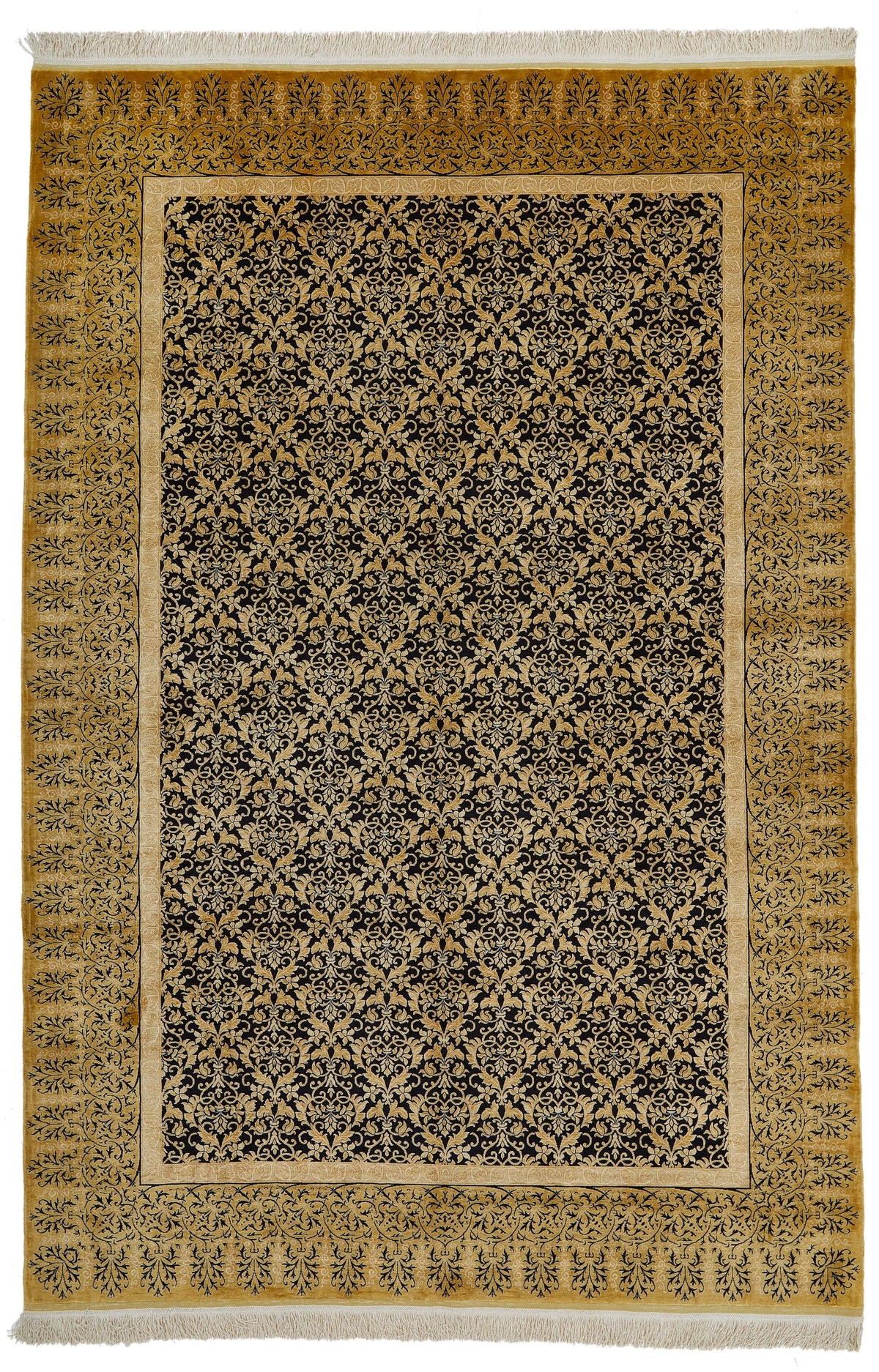 7x10 Black and Gold Turkish Anatolian Runner