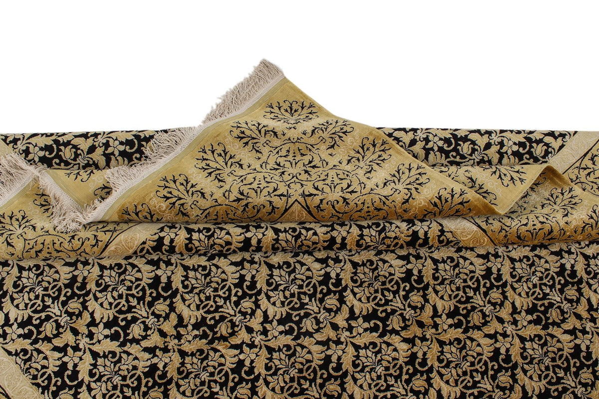 7x10 Black and Gold Turkish Anatolian Runner