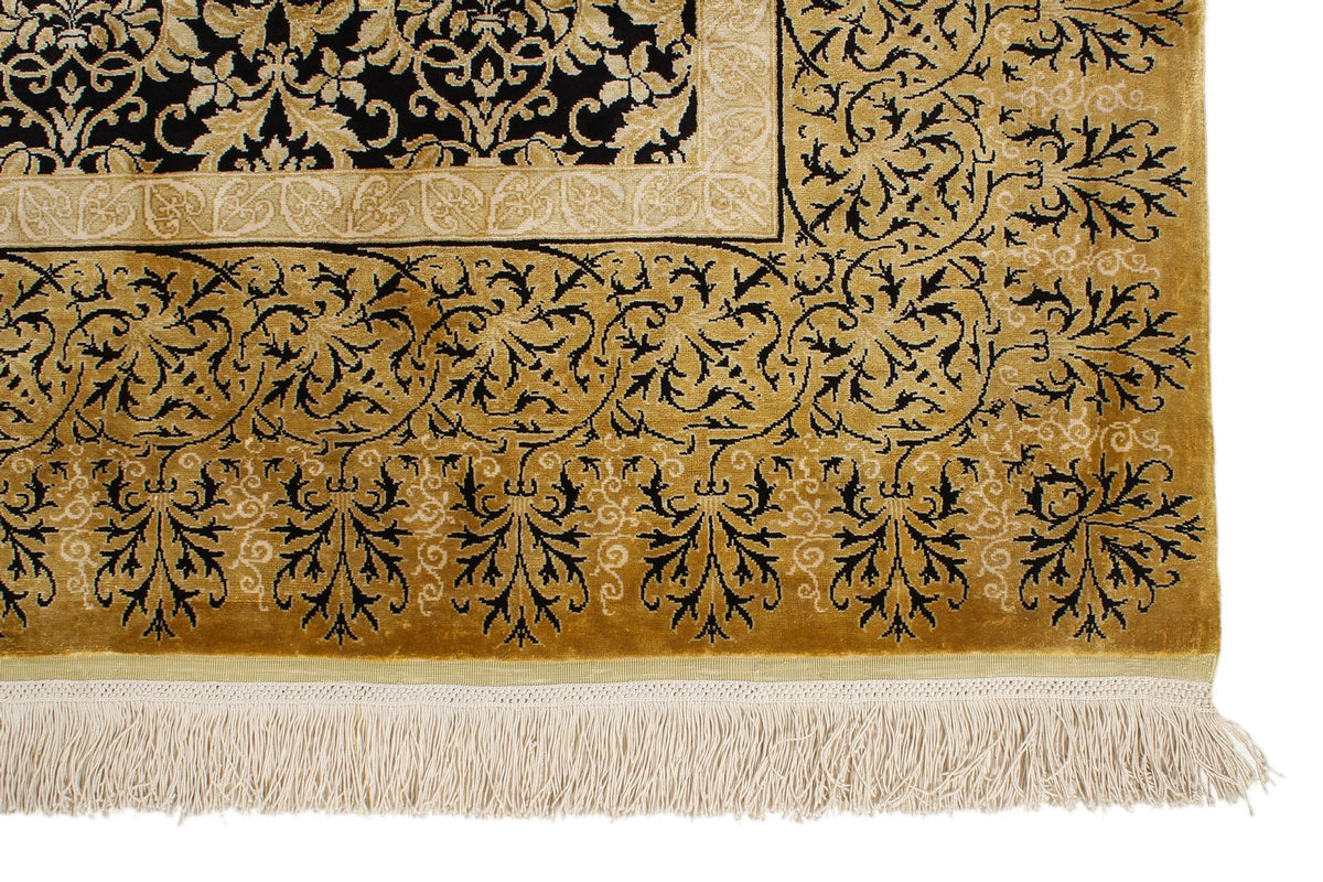 7x10 Black and Gold Turkish Anatolian Runner