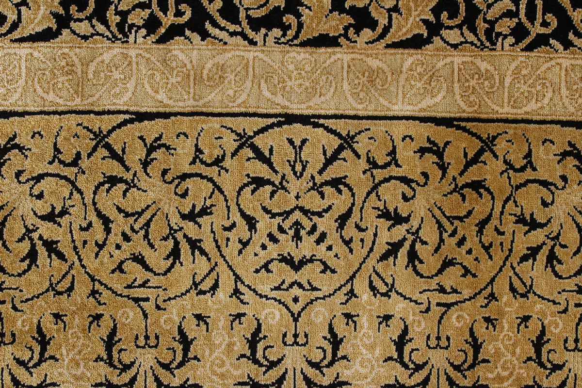 7x10 Black and Gold Turkish Anatolian Runner