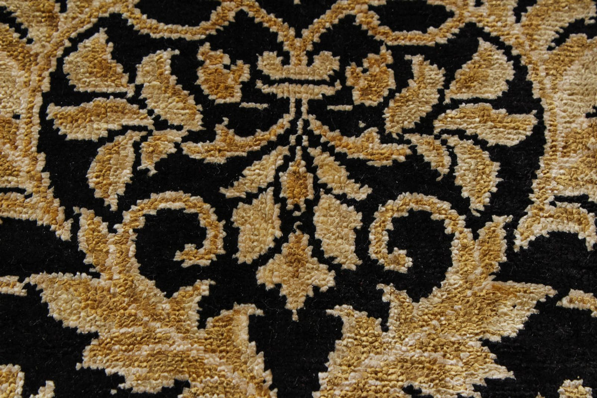 7x10 Black and Gold Turkish Anatolian Runner