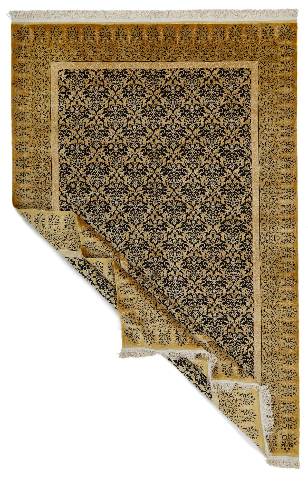7x10 Black and Gold Turkish Anatolian Runner