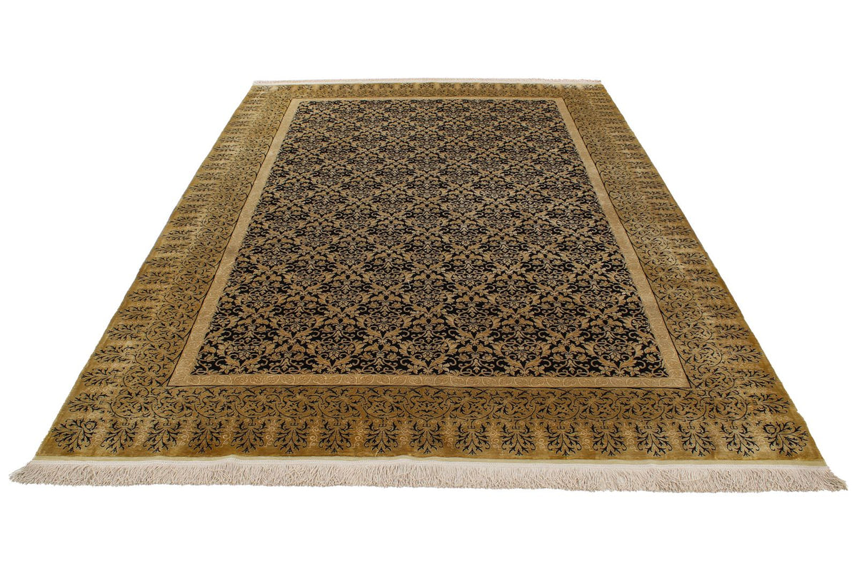 7x10 Black and Gold Turkish Anatolian Runner