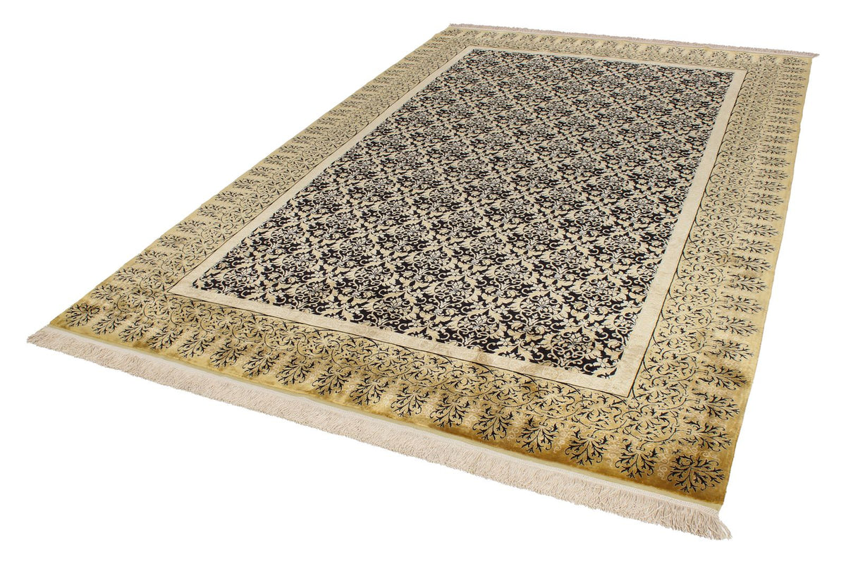 7x10 Black and Gold Turkish Anatolian Runner