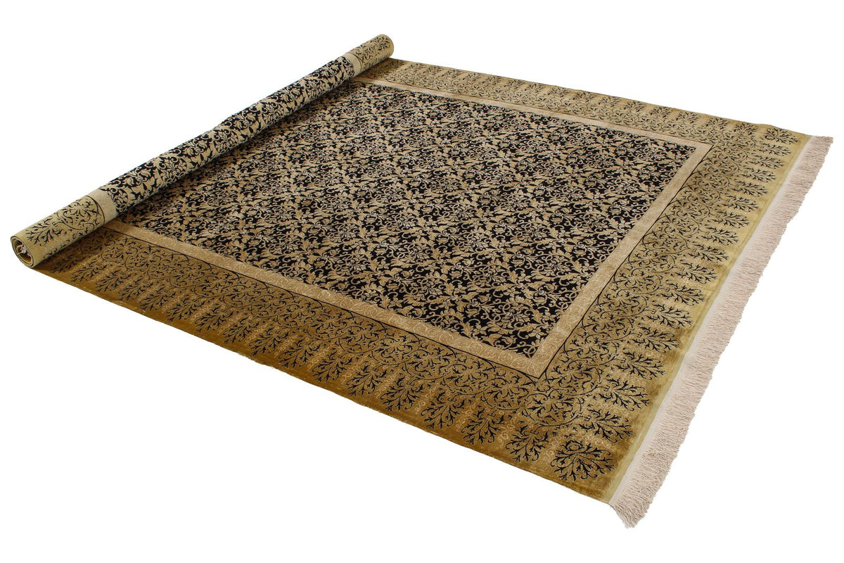 7x10 Black and Gold Turkish Anatolian Runner
