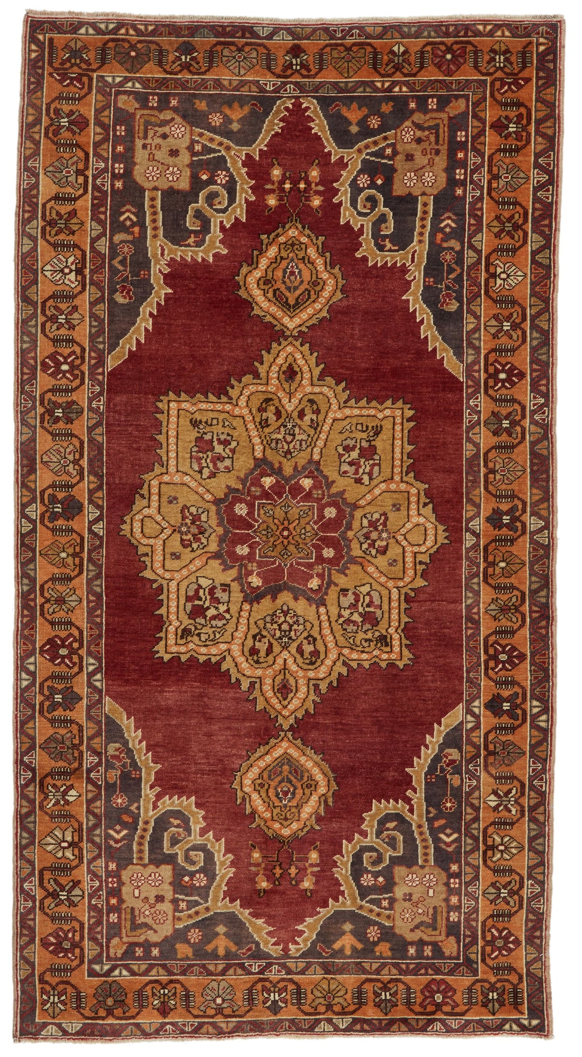 4x8 Red and Orange Turkish Tribal Rug