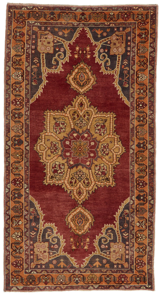4x8 Red and Orange Turkish Tribal Rug