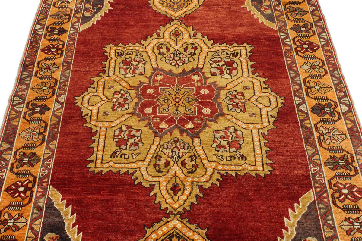 4x8 Red and Orange Turkish Tribal Rug