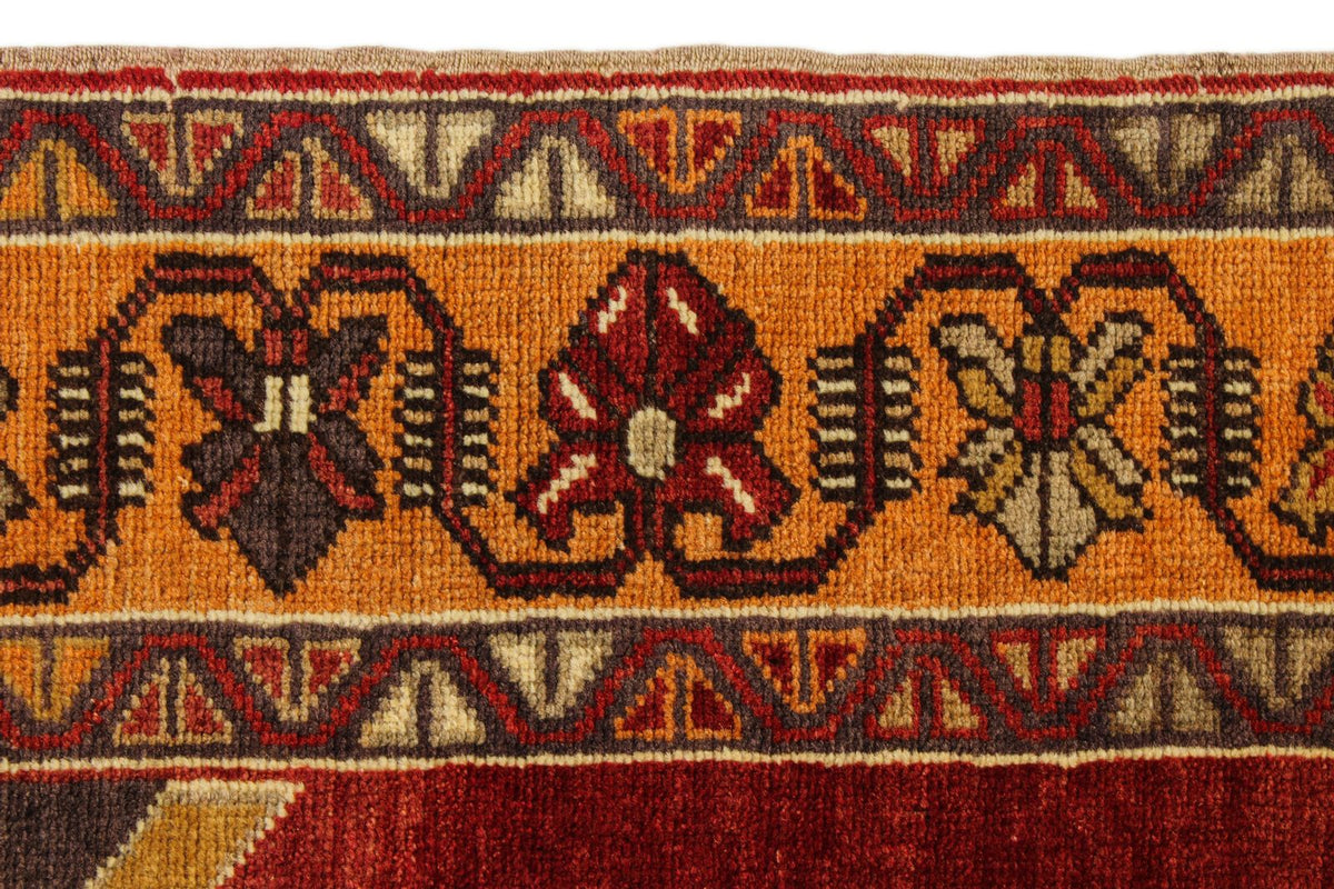 4x8 Red and Orange Turkish Tribal Rug
