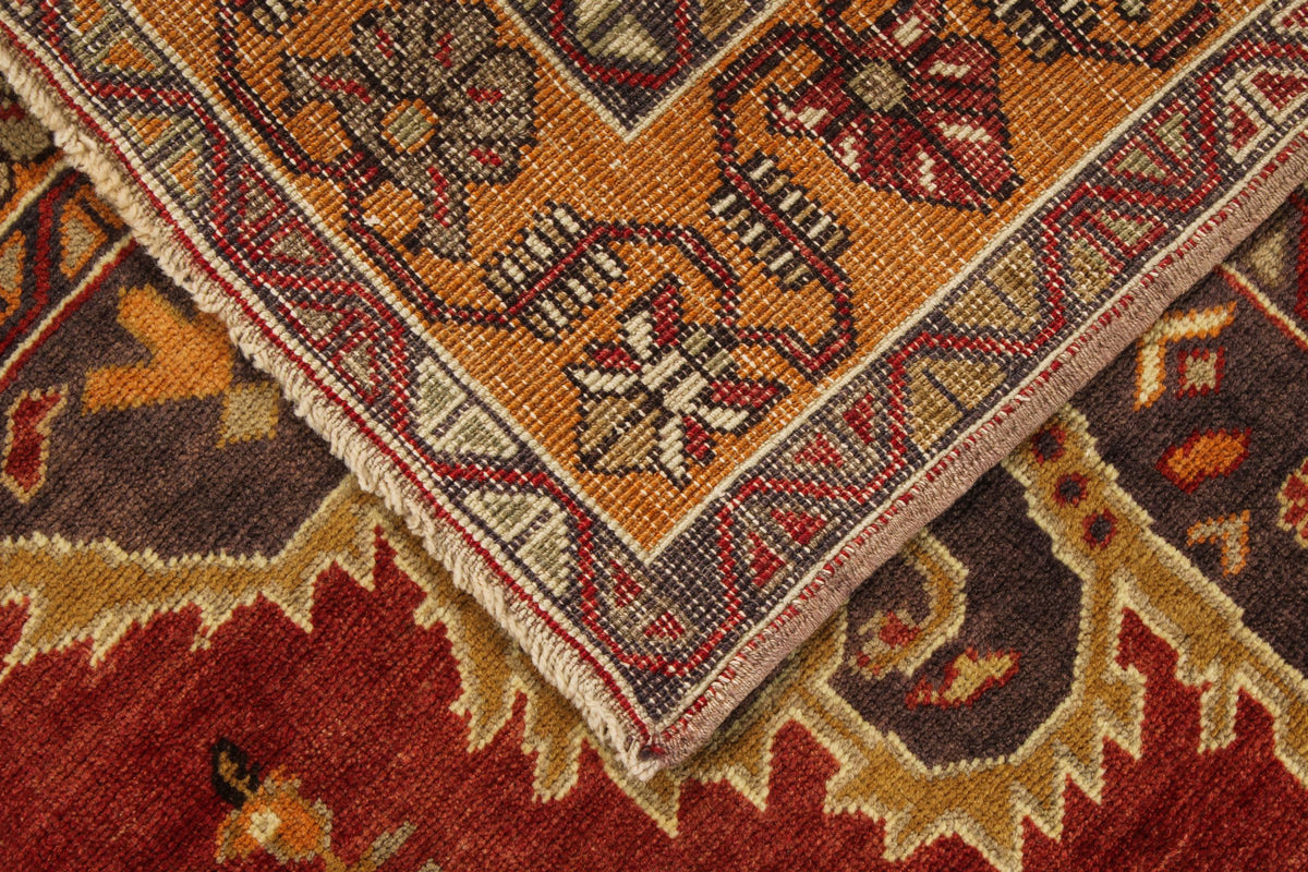 4x8 Red and Orange Turkish Tribal Rug