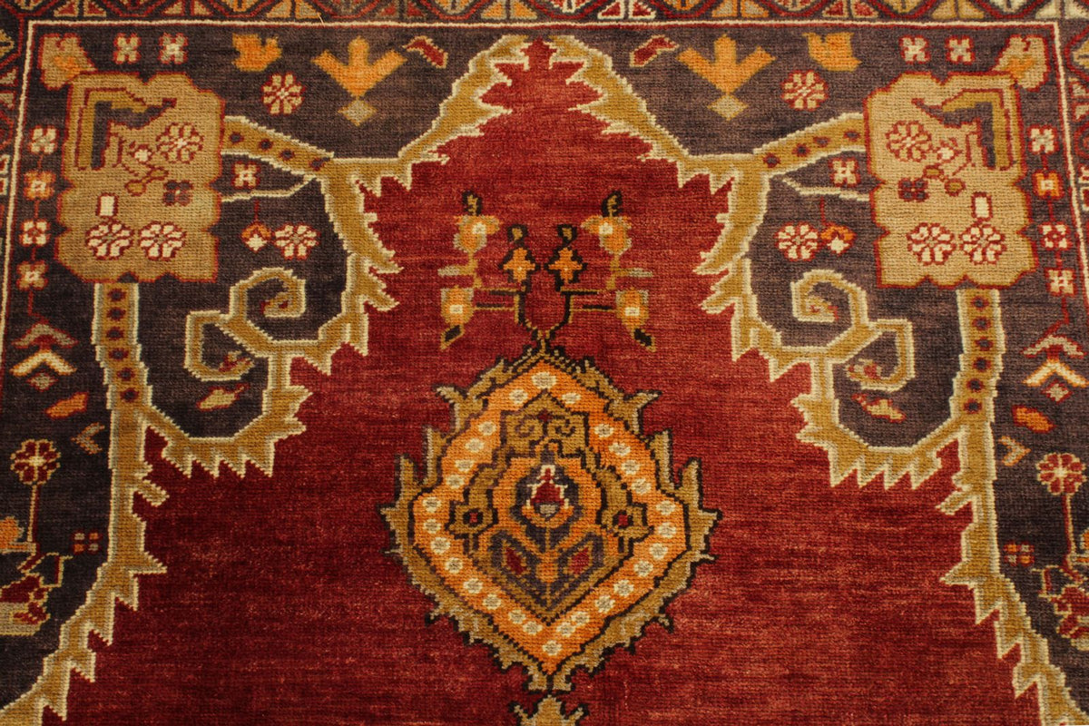 4x8 Red and Orange Turkish Tribal Rug