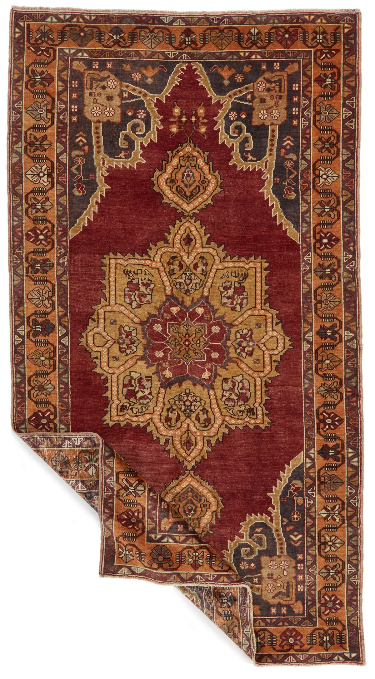 4x8 Red and Orange Turkish Tribal Rug