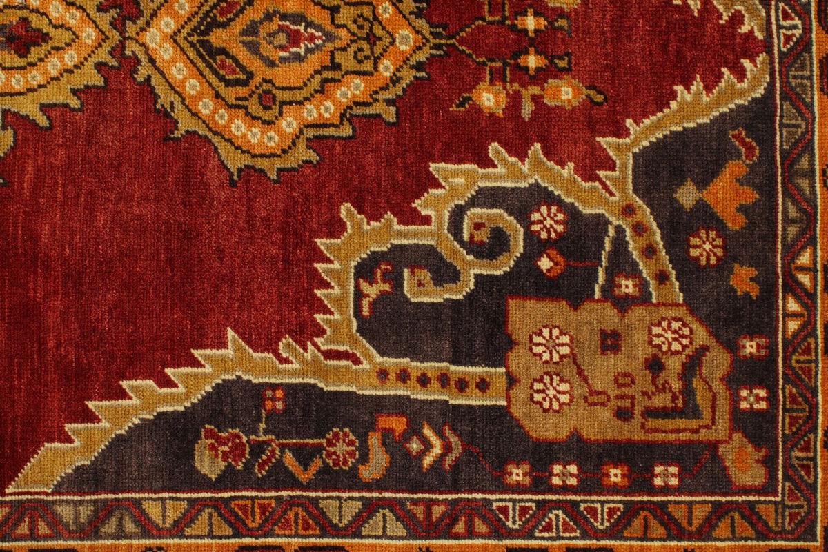 4x8 Red and Orange Turkish Tribal Rug