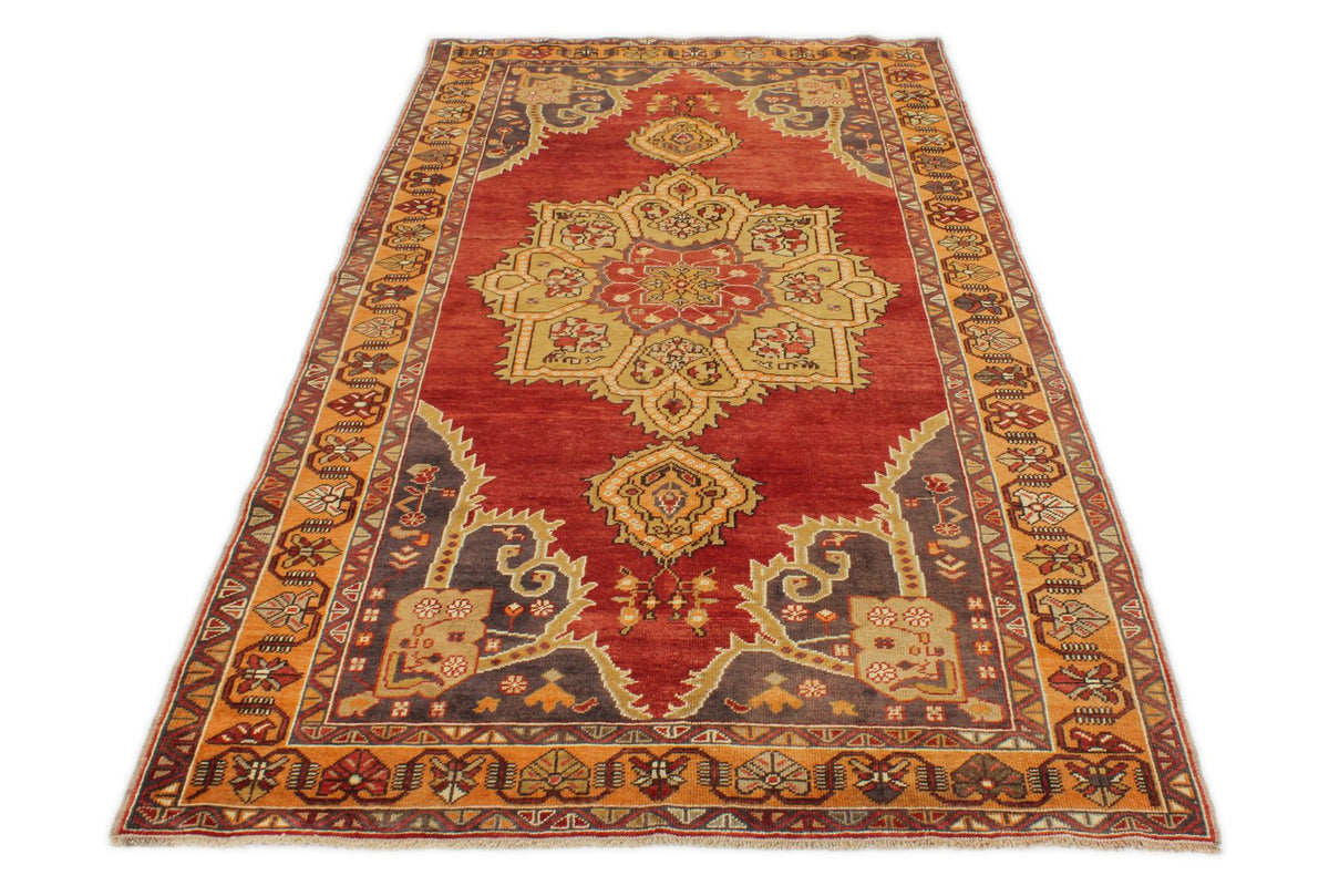 4x8 Red and Orange Turkish Tribal Rug
