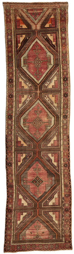 4x15 Red and Brown Turkish Tribal Runner