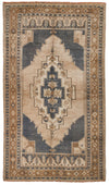 4x8 Beige and Green Anatolian Turkish Tribal Rug