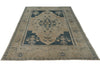 6x9 Ivory and Light Blue Anatolian Turkish Tribal Rug