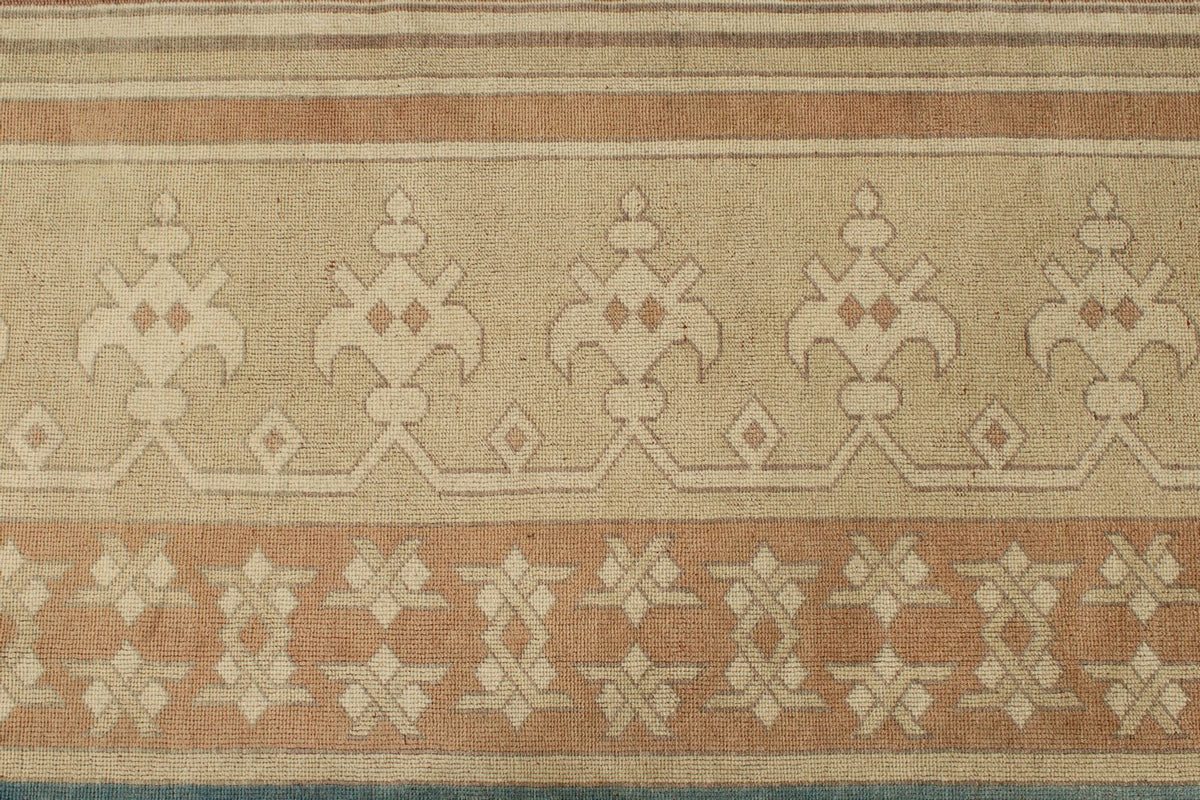 7x11 Blue and Beige Turkish Tribal Rug