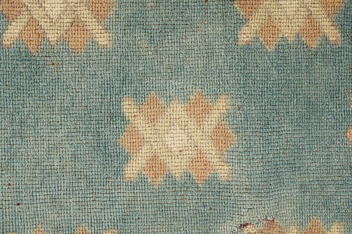 7x11 Blue and Beige Turkish Tribal Rug