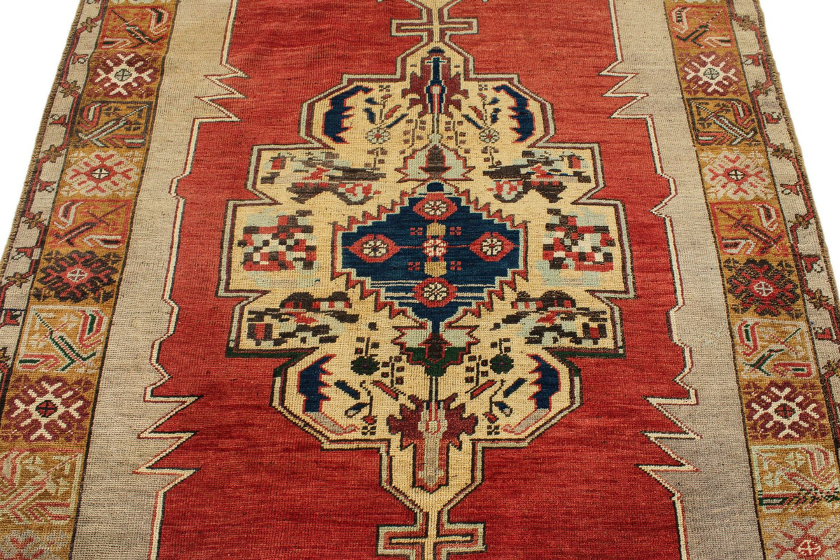 6x10 Red and Gray Turkish Tribal Rug