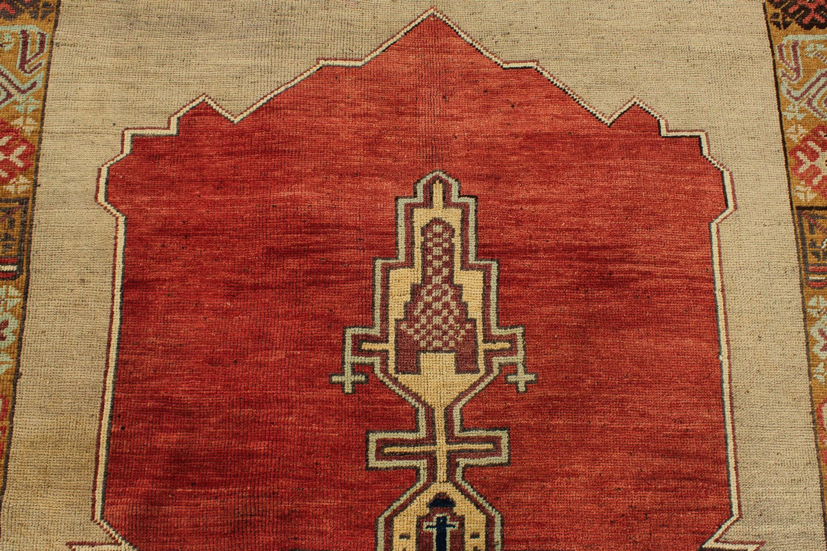 6x10 Red and Gray Turkish Tribal Rug