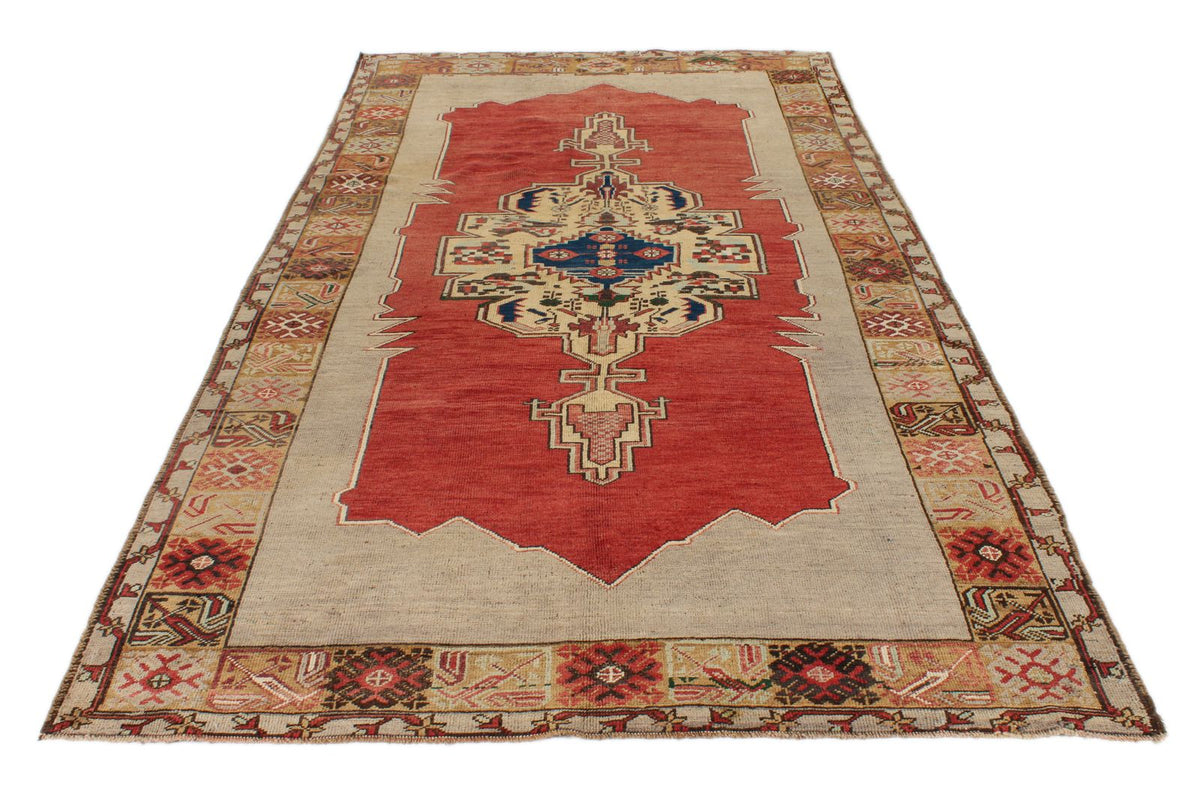 6x10 Red and Gray Turkish Tribal Rug