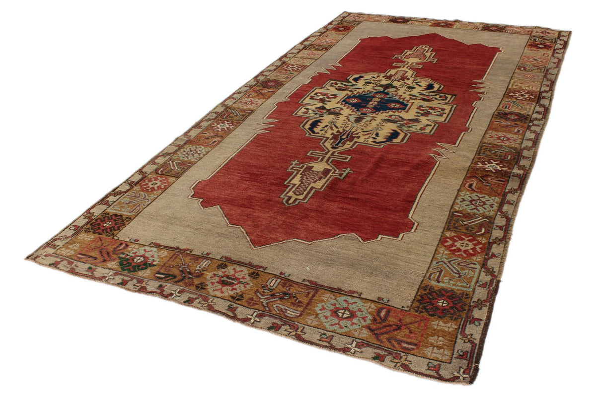 6x10 Red and Gray Turkish Tribal Rug