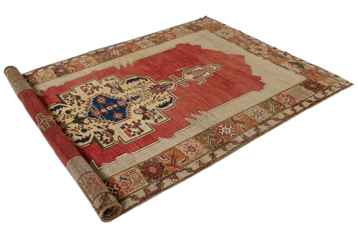 6x10 Red and Gray Turkish Tribal Rug