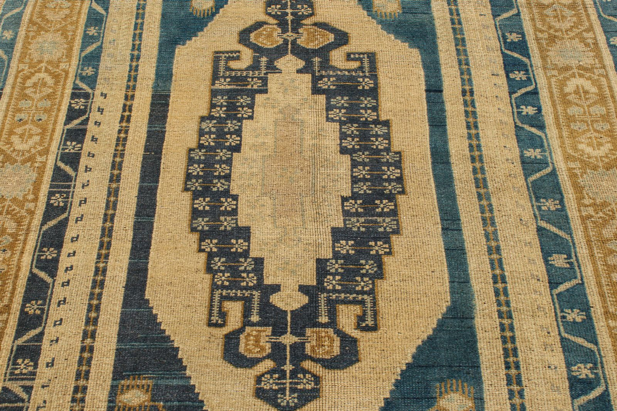 5x8 Ivory and Navy Turkish Tribal Rug