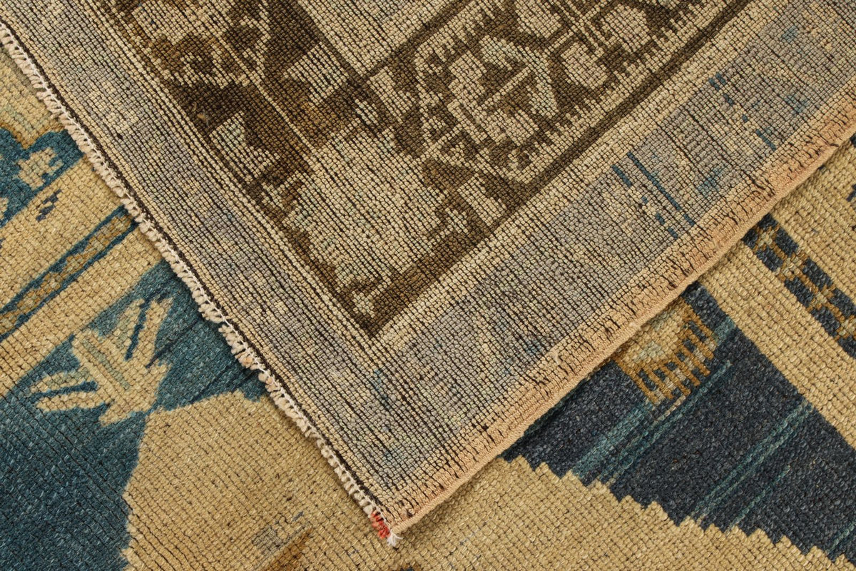 5x8 Ivory and Navy Turkish Tribal Rug