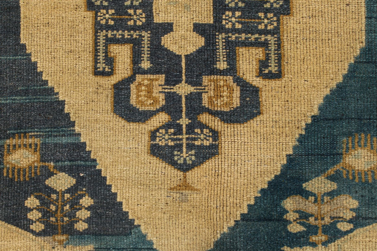 5x8 Ivory and Navy Turkish Tribal Rug