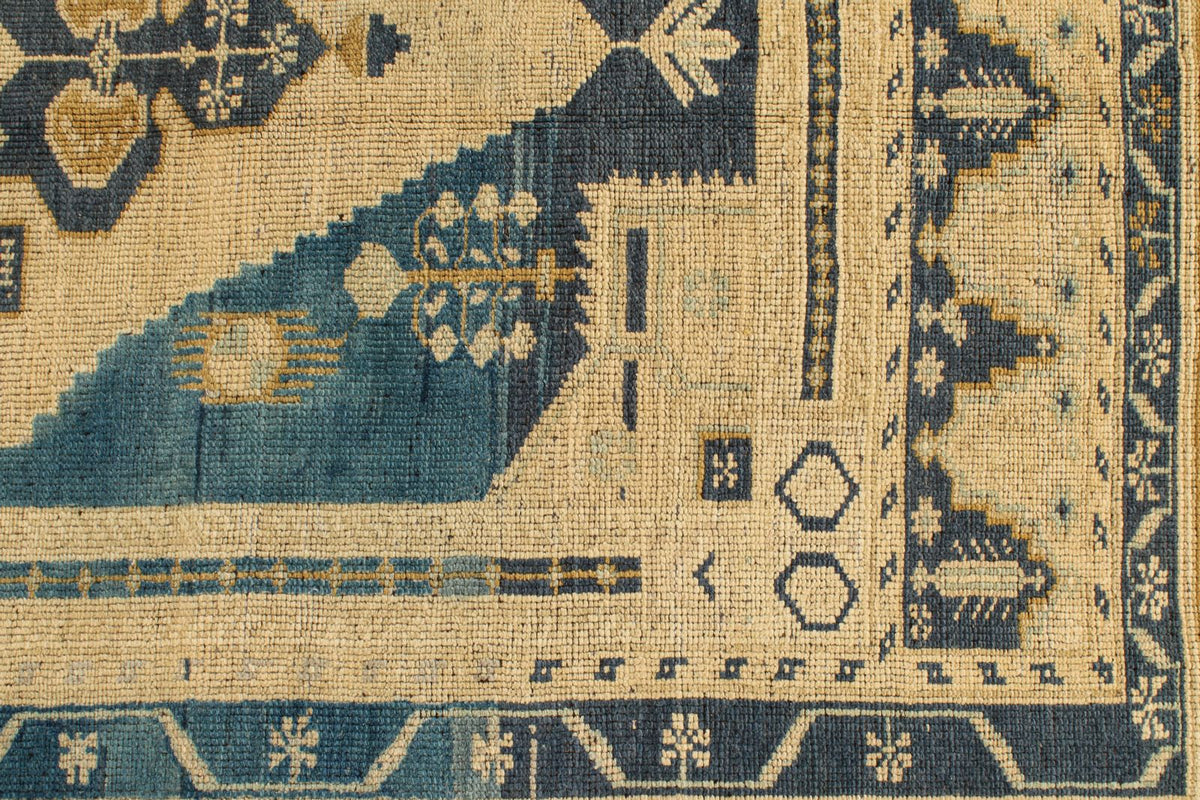 5x8 Ivory and Navy Turkish Tribal Rug