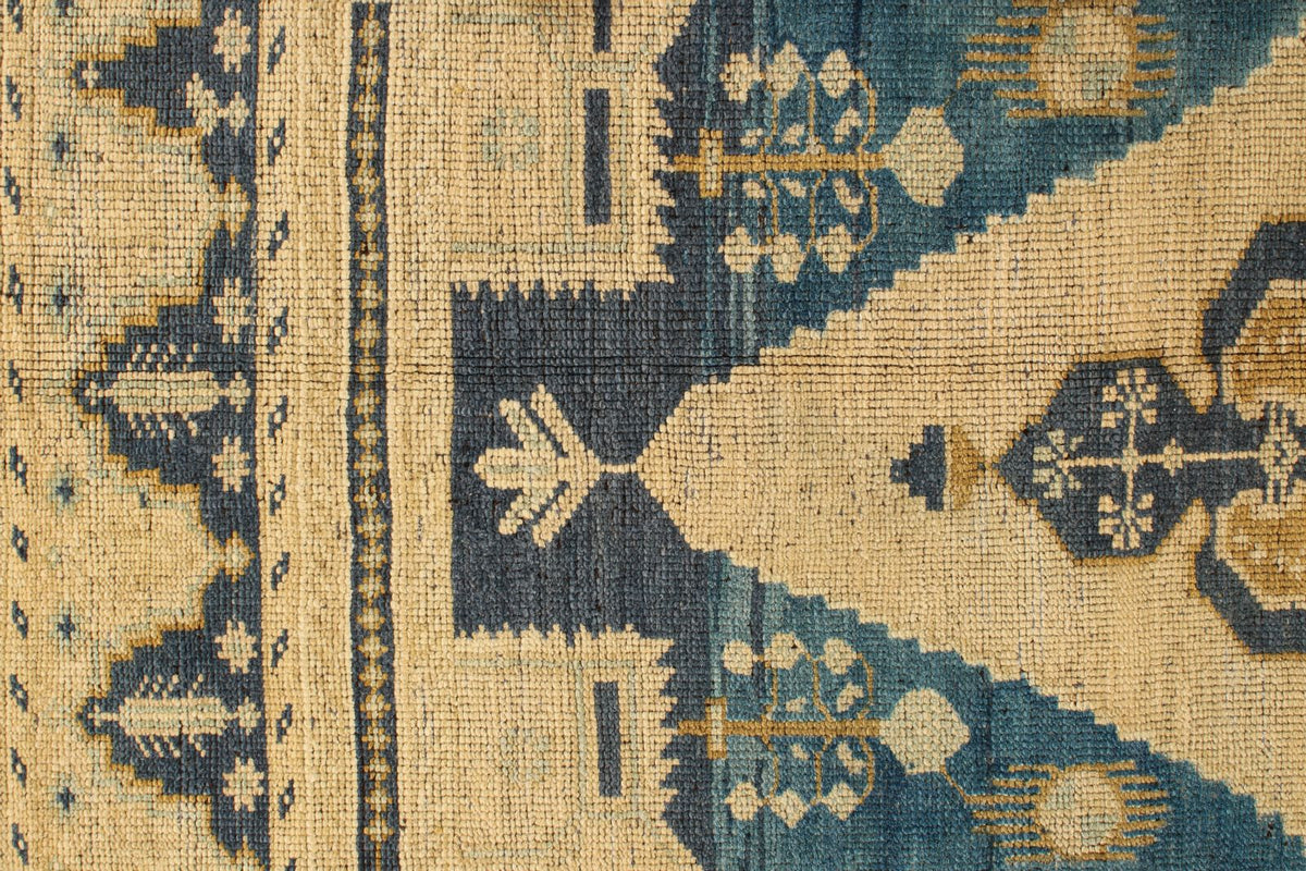 5x8 Ivory and Navy Turkish Tribal Rug