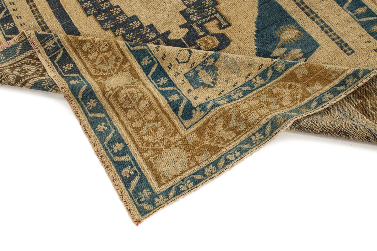 5x8 Ivory and Navy Turkish Tribal Rug
