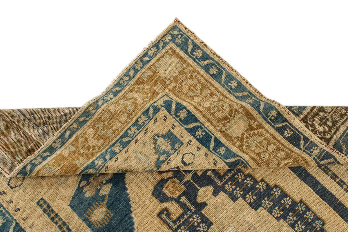 5x8 Ivory and Navy Turkish Tribal Rug