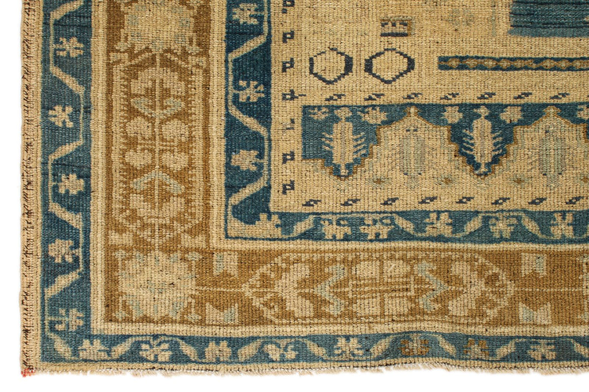 5x8 Ivory and Navy Turkish Tribal Rug
