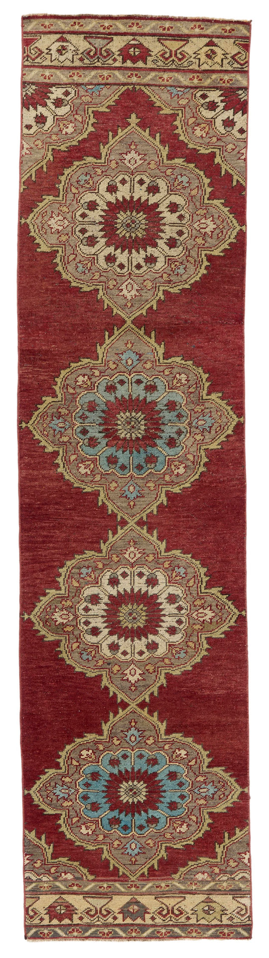 3x11 Red and Beige Turkish Tribal Runner