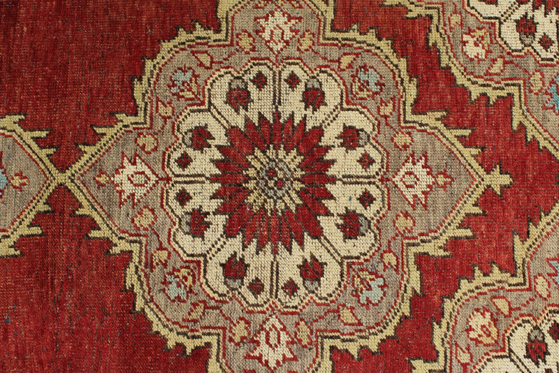 3x11 Red and Beige Turkish Tribal Runner